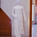 White Eyelet Cotton Kurta with Subtle Floral Motifs