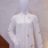 White Eyelet Cotton Kurta with Subtle Floral Motifs