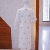 White Eyelet Cotton Kurta with Subtle Floral Motifs