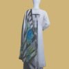 White Jacquard Embroidered Suit with Monochrome Dupatta