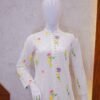 White Schiffli Kurta with Colorful Floral Embroidery