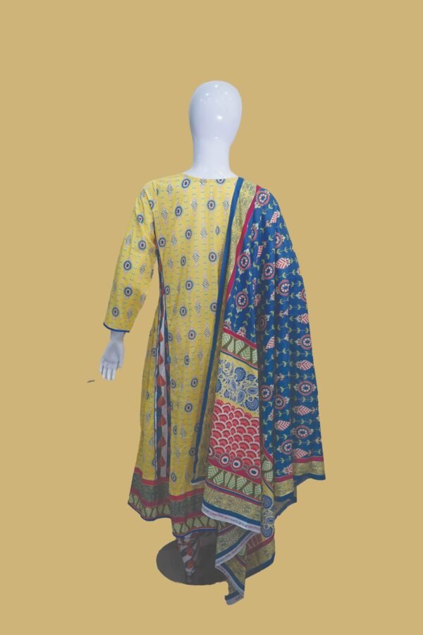 Yellow & Royal Blue Printed Lawn Suit – Festive Edition