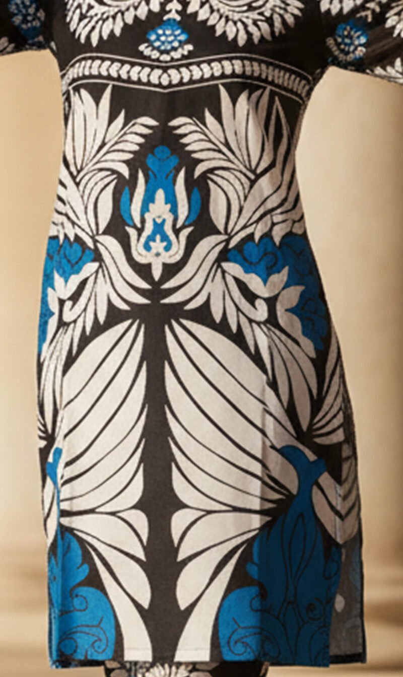Azure Elegance Blue & Black Silk
