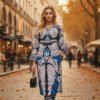 Azure Elegance Blue & Black Silk
