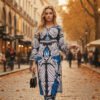 Azure Elegance Blue & Black Silk