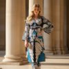 Azure Elegance Blue & Black Silk