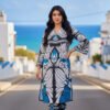 Azure Elegance Blue & Black Silk