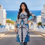 Azure Elegance Blue & Black Silk