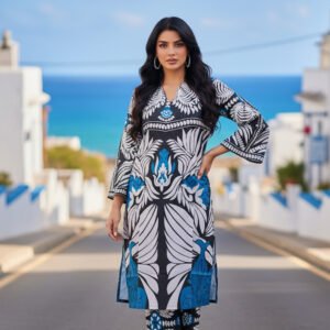 Azure Elegance Blue & Black Silk