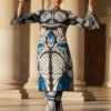 Azure Elegance Blue & Black Silk