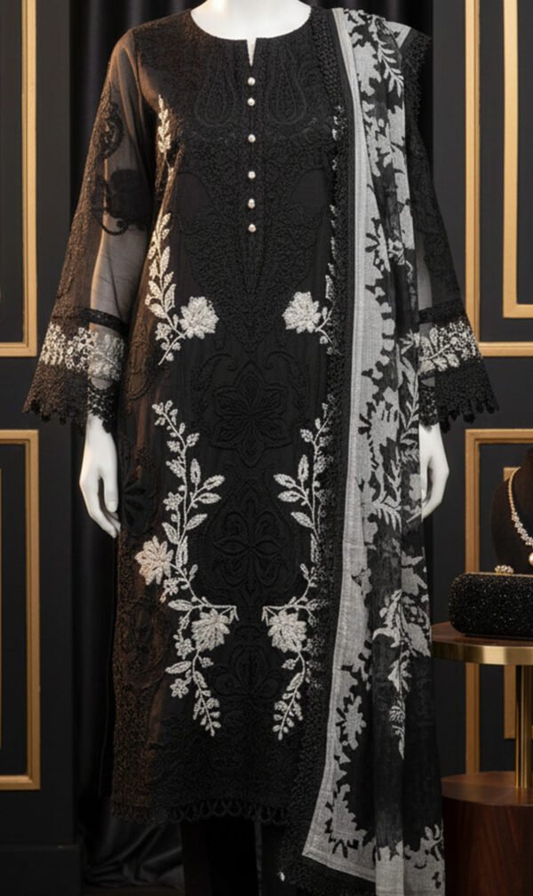 Black Luxe with Ivory Embroidery