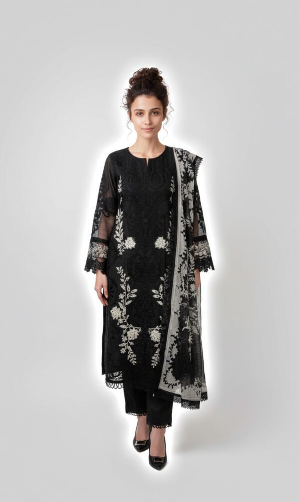 Black Luxe with Ivory Embroidery