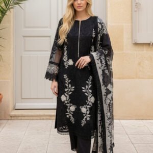 Black Luxe with Ivory Embroidery