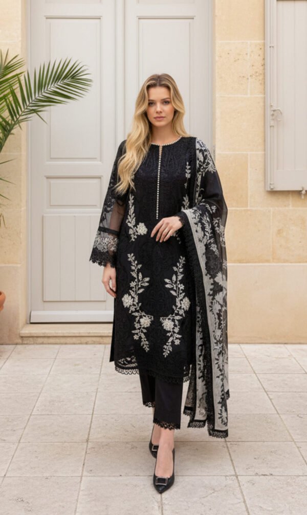 Black Luxe with Ivory Embroidery
