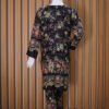 Black Vintage Floral Kurta Set