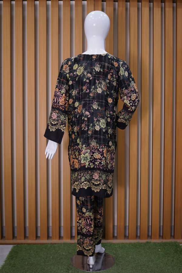 Black Vintage Floral Kurta Set