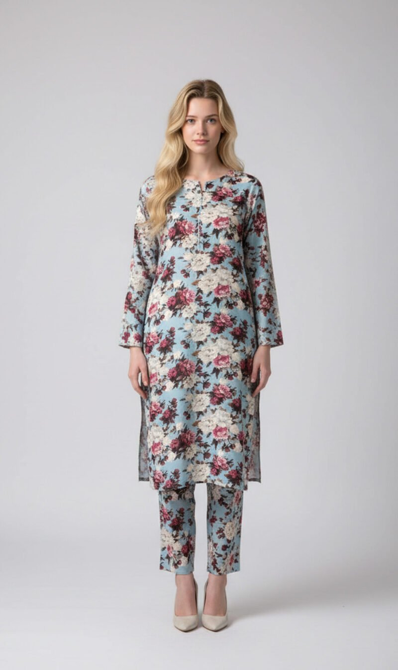 Blossom Mist Elegant Floral Charm on Sky Blue
