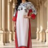 Crimson Bloom Silk Outfit