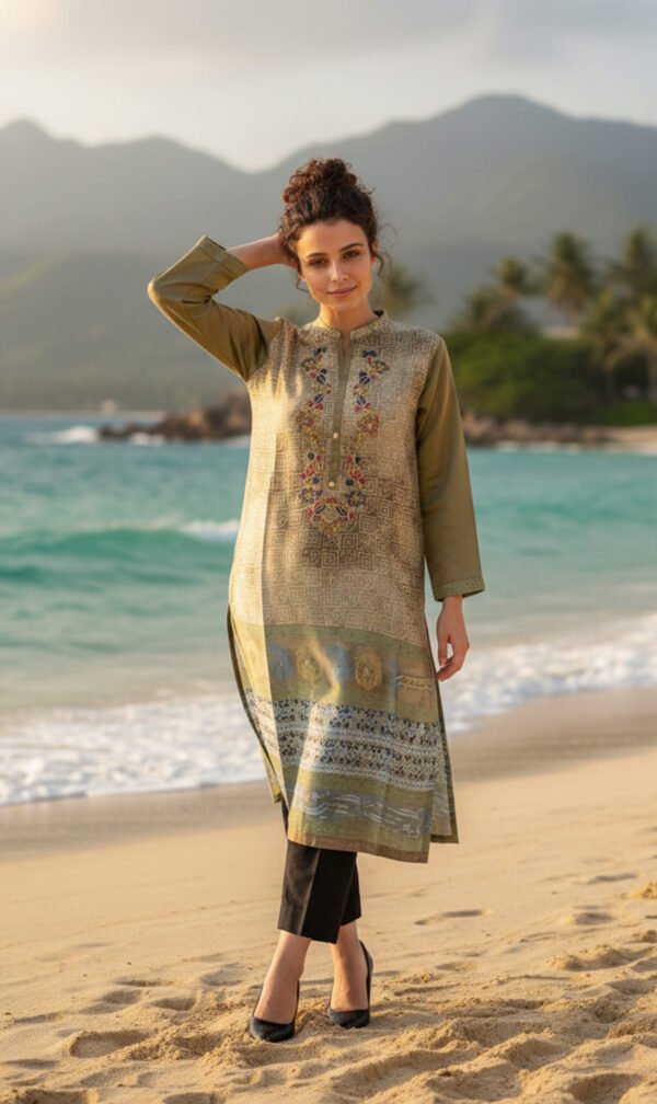 Elegant Beige Ensemble with Subtle Embroidery