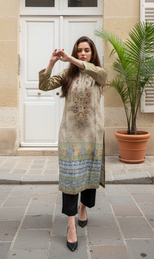 Elegant Beige Ensemble with Subtle Embroidery