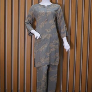 Elegant Leaf Print Kurta Set