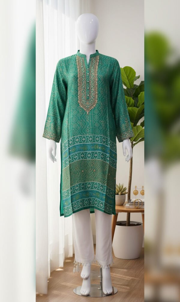 Emerald Grace Printed Silk Outfit