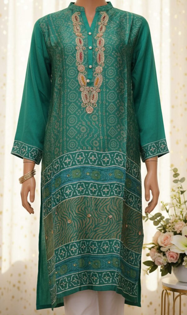 Emerald Grace Printed Silk Outfit