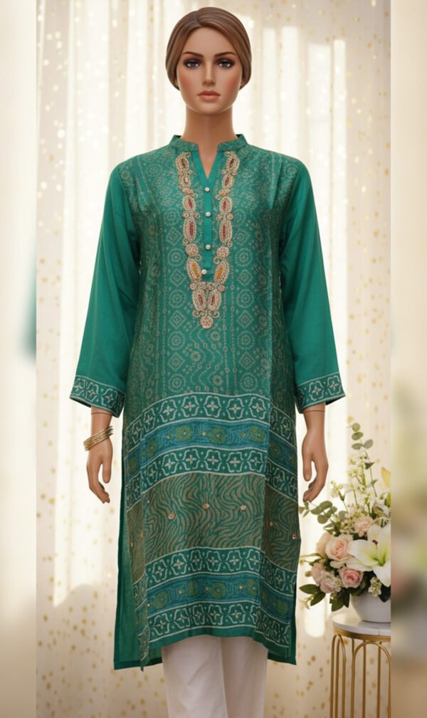 Emerald Grace Printed Silk Outfit