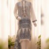 Ivory and Navy Printed Silk Shirt