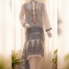Ivory and Navy Printed Silk Shirt