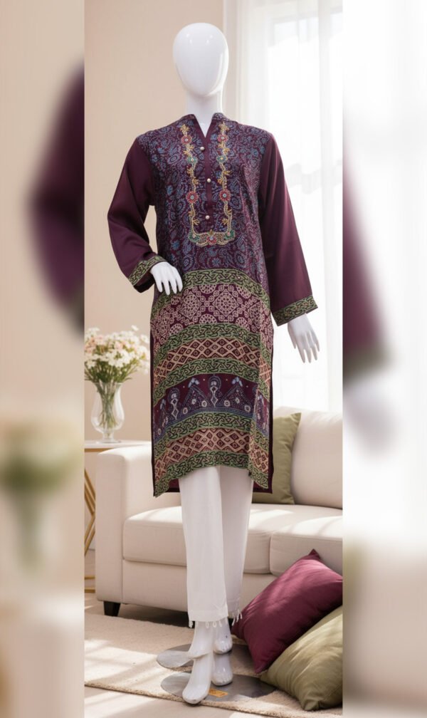 Maroon Charm Printed Silk Outfit