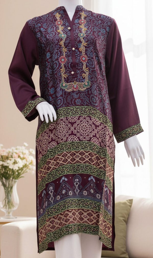 Maroon Charm Printed Silk Outfit
