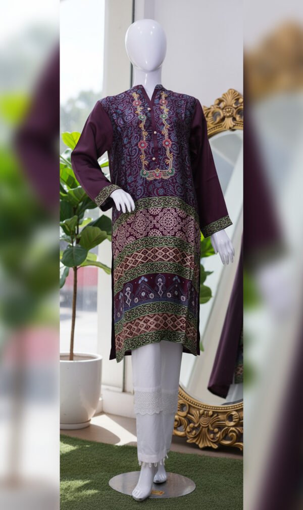 Maroon Charm Printed Silk Outfit