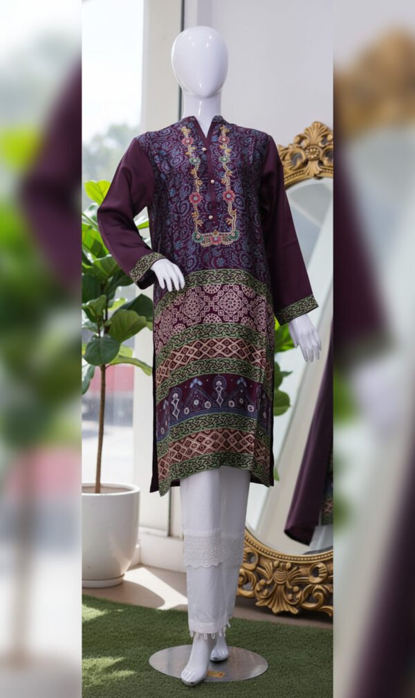 Maroon Charm Printed Silk Outfit