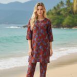 Maroon Floral Printed Kurta Set