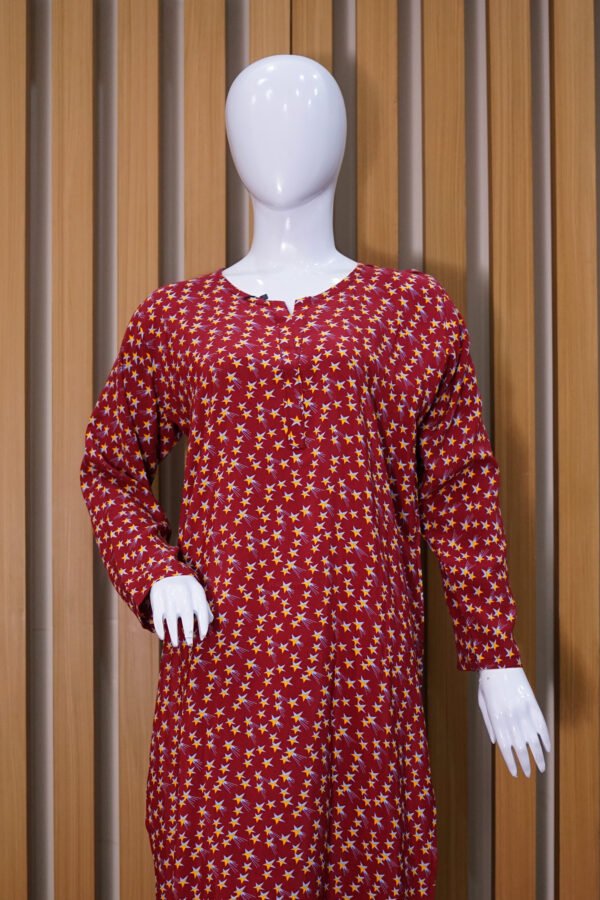 Maroon Star Print Kurta Set