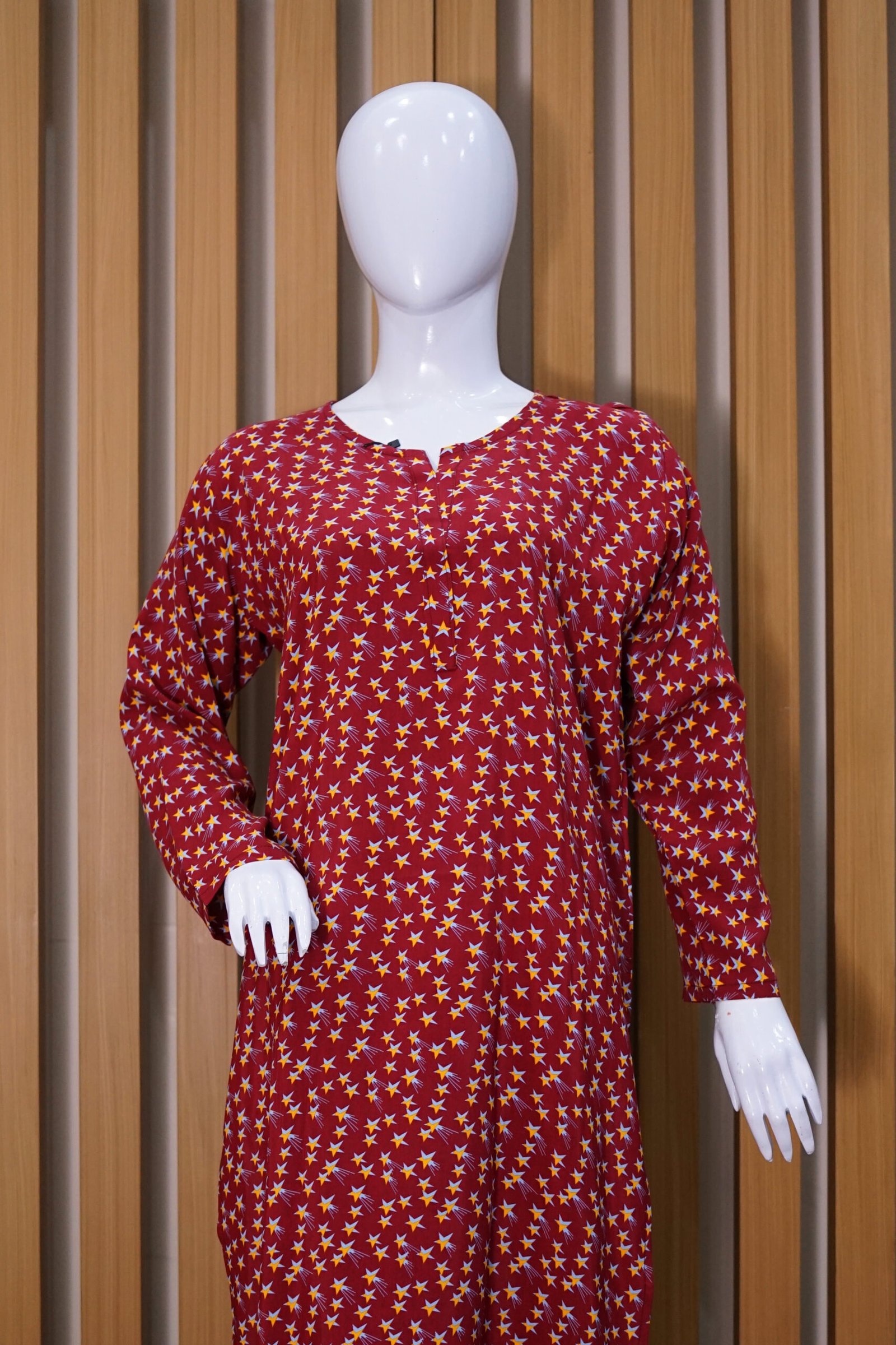 Maroon Star Print Kurta Set