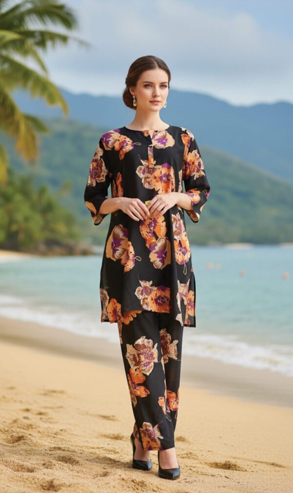 Midnight Bloom Printed Suit