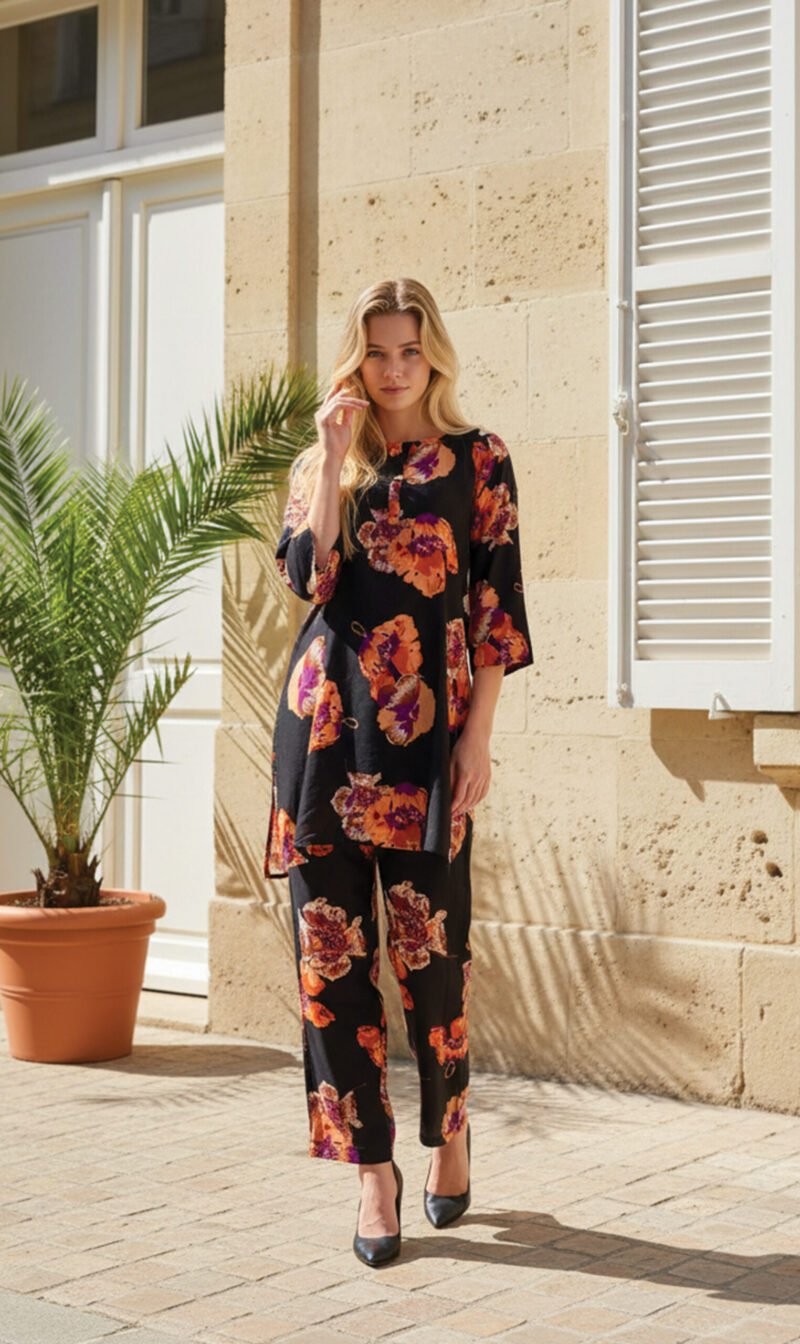 Midnight Bloom Printed Suit