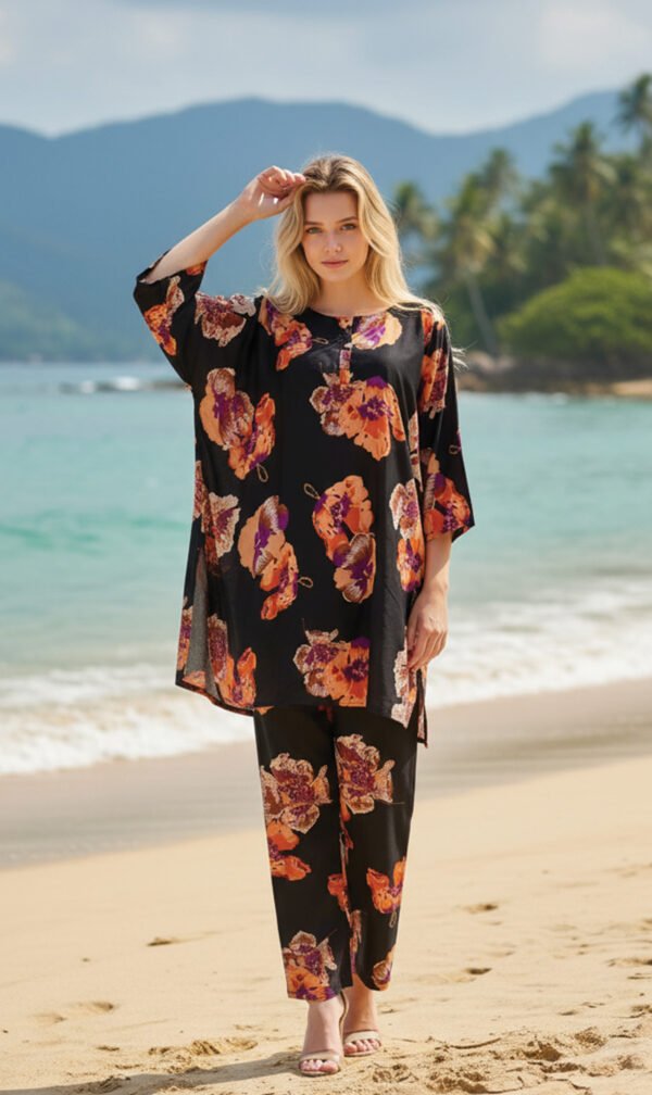 Midnight Bloom Printed Suit