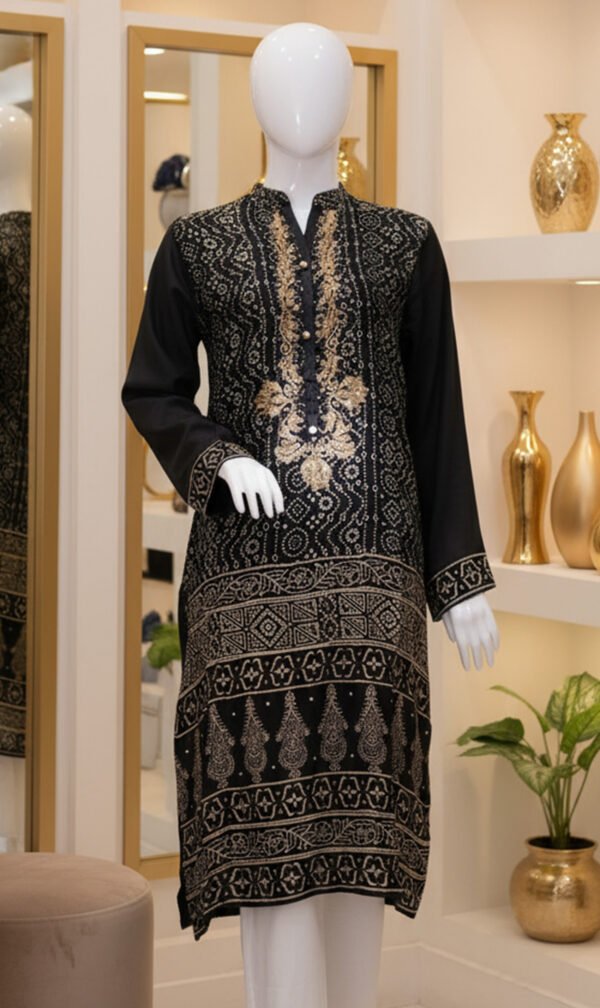 Midnight Gold Embroidered Tunic