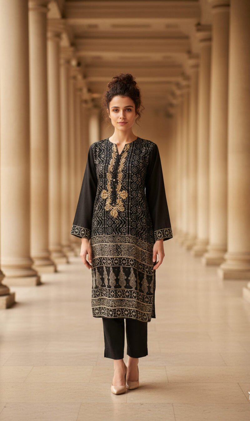 Midnight Gold Embroidered Tunic