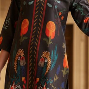 Noor Black Floral Silk