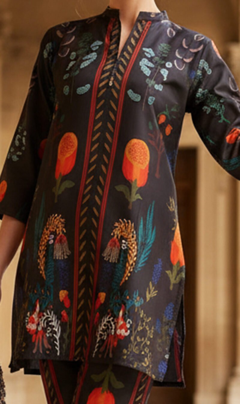 Noor Black Floral Silk