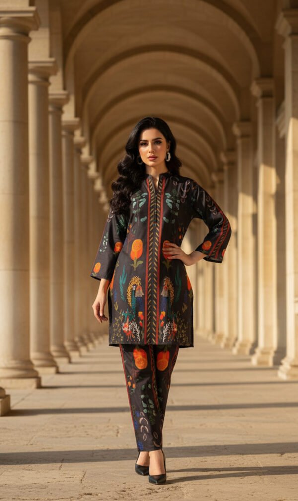 Noor Black Floral Silk