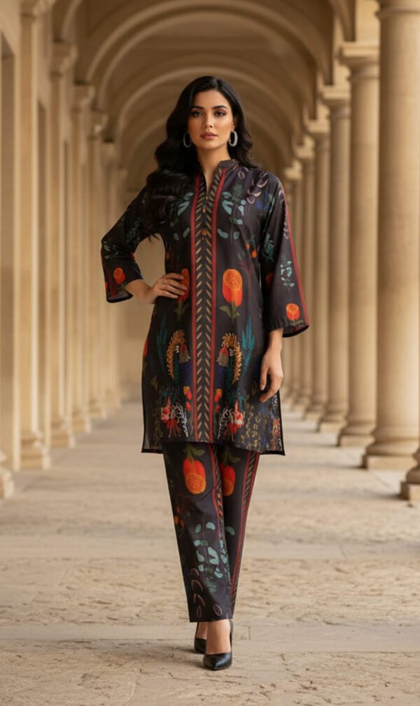 Noor Black Floral Silk