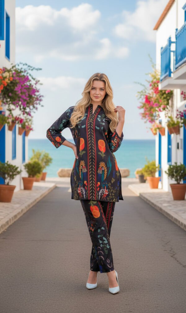 Noor Black Floral Silk