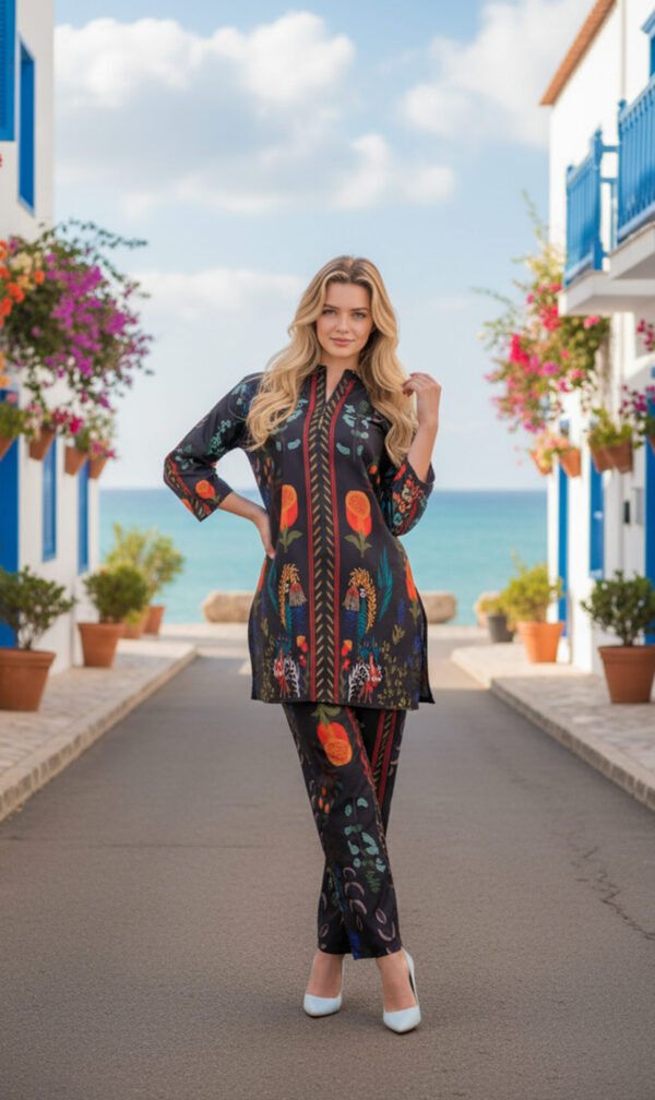 Noor Black Floral Silk