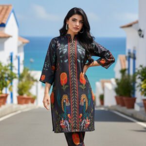 Noor Black Floral Silk