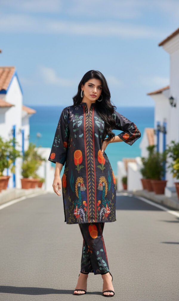 Noor Black Floral Silk